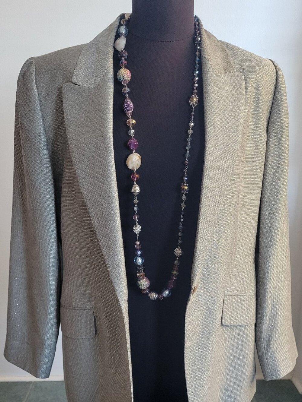 Linda Ellen Tracy Petite Metallic Gray Blend Blazer